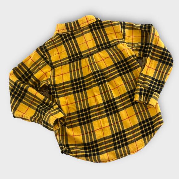 Hanna Andersson Yellow Plaid Flannel Sz 4 Long-Sleeve Button-Up - Picture 4 of 5